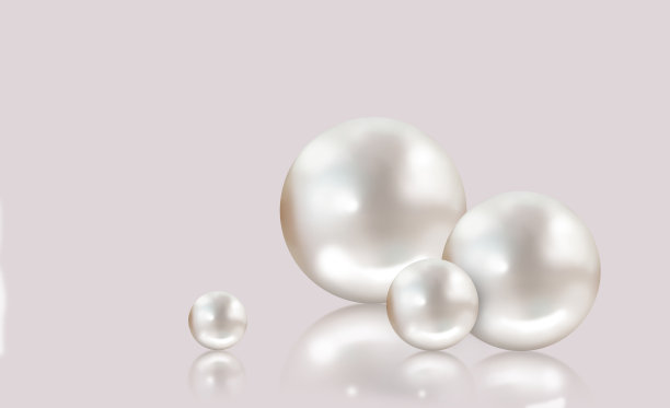 灰色背景上四颗白色珍珠图片下载