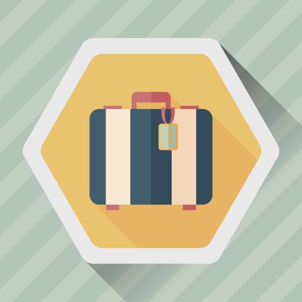 复古的旅行箱，扁平的图标与长影子图片下载