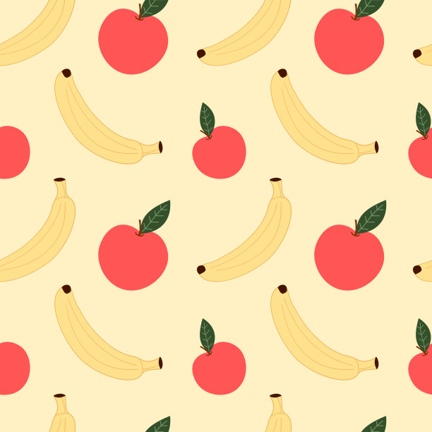 香蕉和苹果无缝图案背景插图图片下载