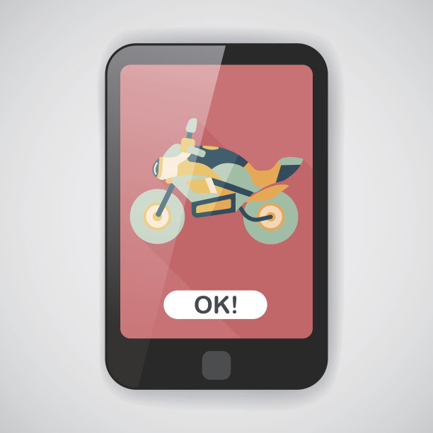 交通摩托车平面图标与长影子，eps10图片下载