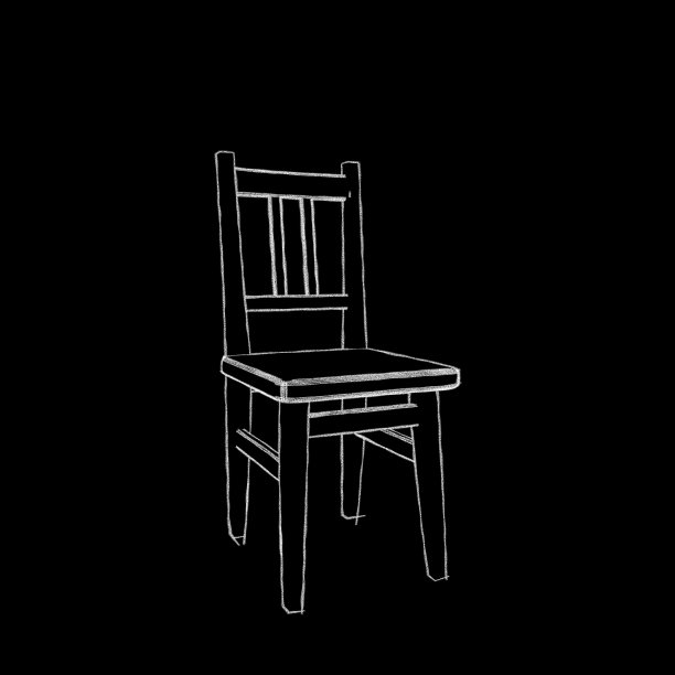 椅子上。孤立在黑色背景上。示意图说明。图片下载
