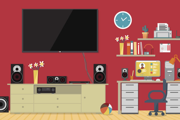 家庭影院系统和室内工作场所素材图片