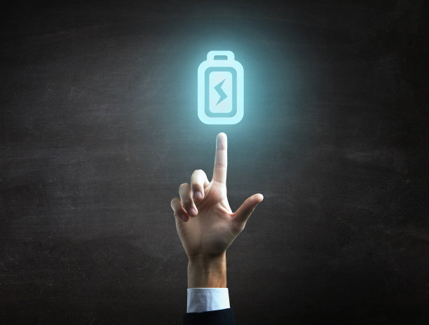 漂亮的商务男手指示电池图标图片下载