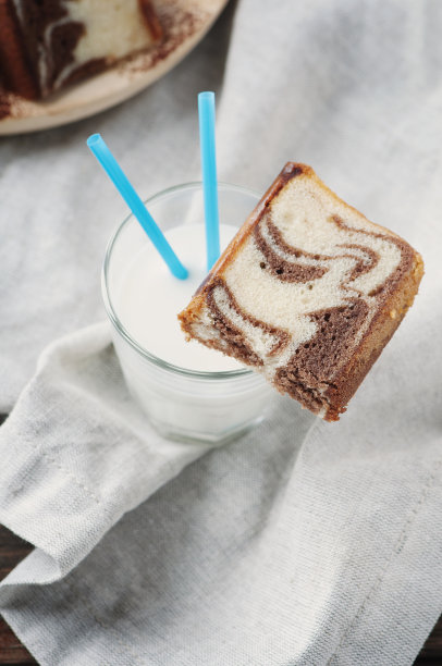 甜美的自制大理石牛奶蛋糕图片下载