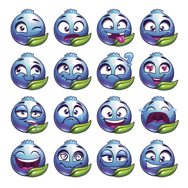 卡通蓝莓人物情感设置图片下载