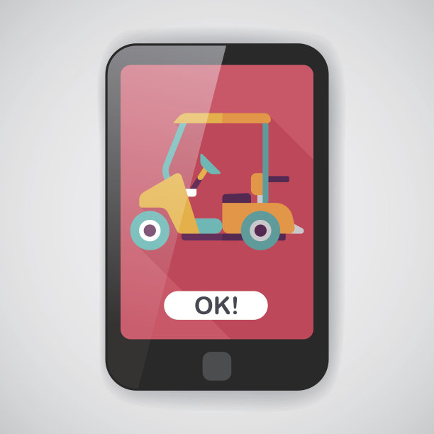 运输高尔夫球车的平面图标与长影子，eps10图片下载