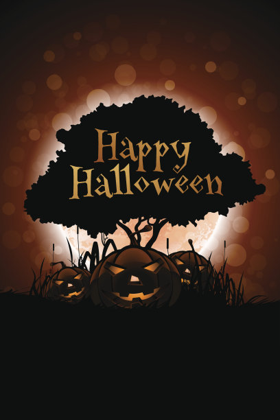 万圣节背景与南瓜和树图片下载