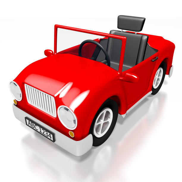 3D红色卡通车素材图片