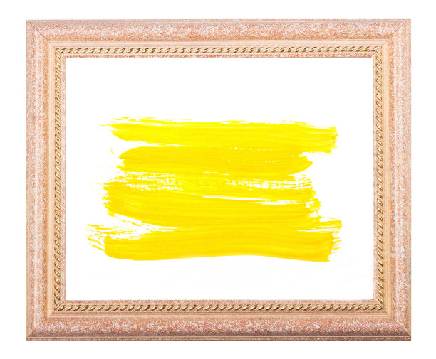 木制框架和黄色抽象画图片下载