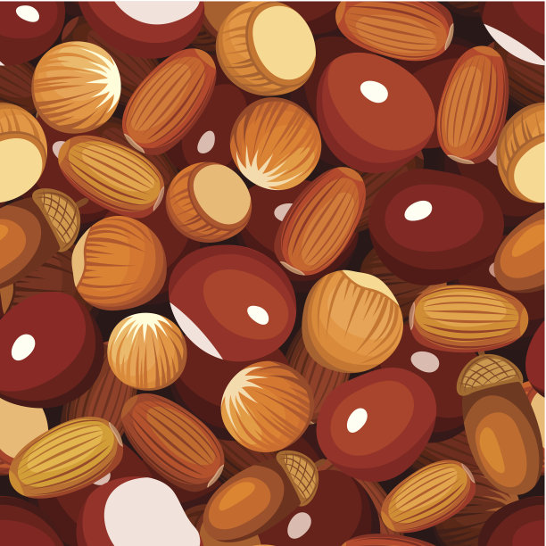无缝背景与各种秋季坚果。矢量插图。图片下载