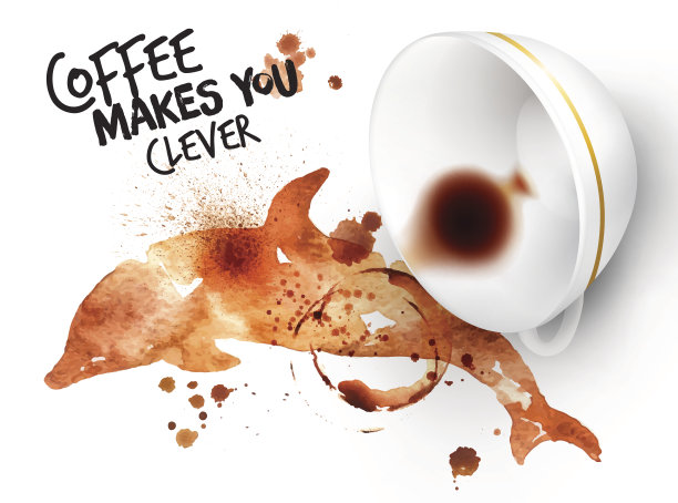 海报野生咖啡海豚图片下载