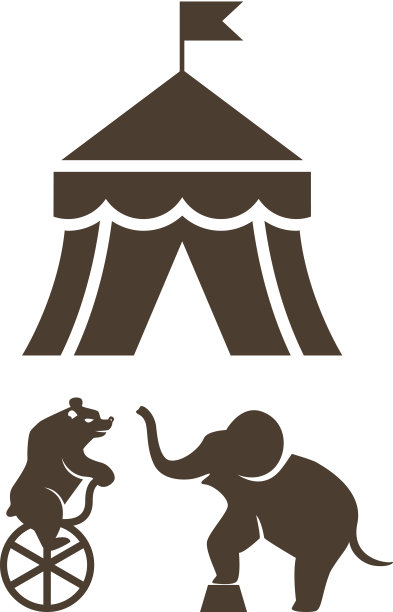 一套剪影马戏团图标图片下载