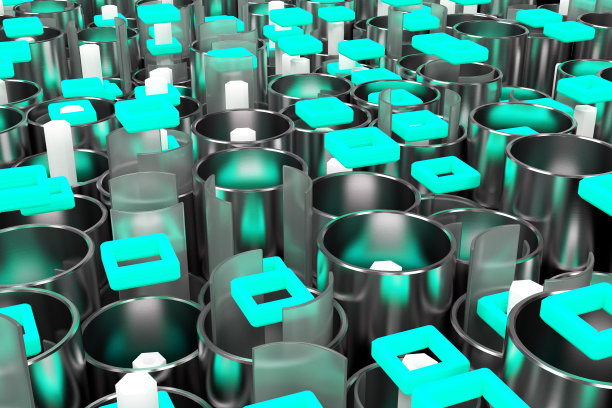 金属管，六角形，方形元素和玻璃表面的图案图片下载