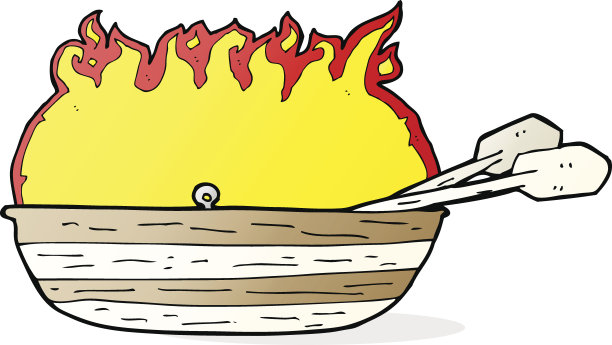 卡通燃烧的船图片下载