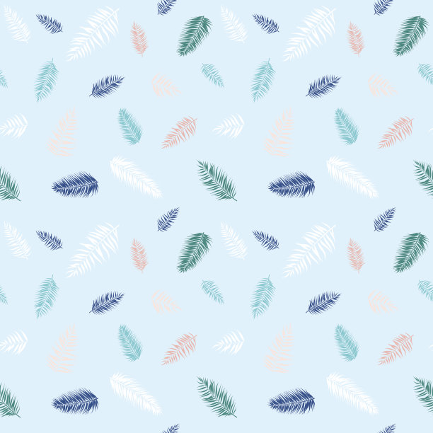 热带棕榈叶的无缝图案。矢量插图。平面设计素材图片