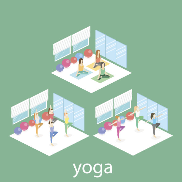等距室内瑜伽课。人做瑜伽。图片下载