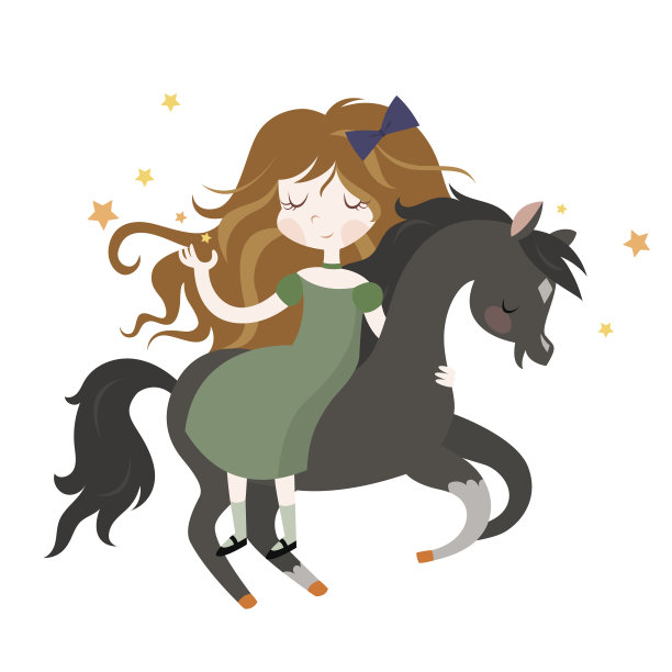 骑着黑马的古怪女孩图片下载