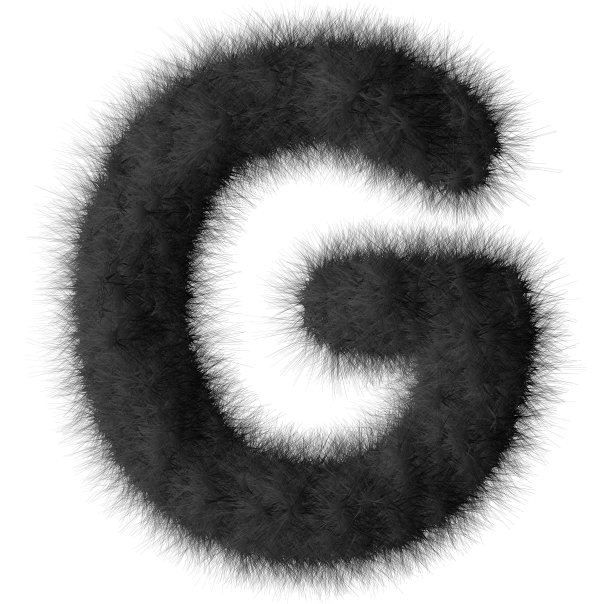 黑色蓬松的G字母孤立在白色背景上图片下载