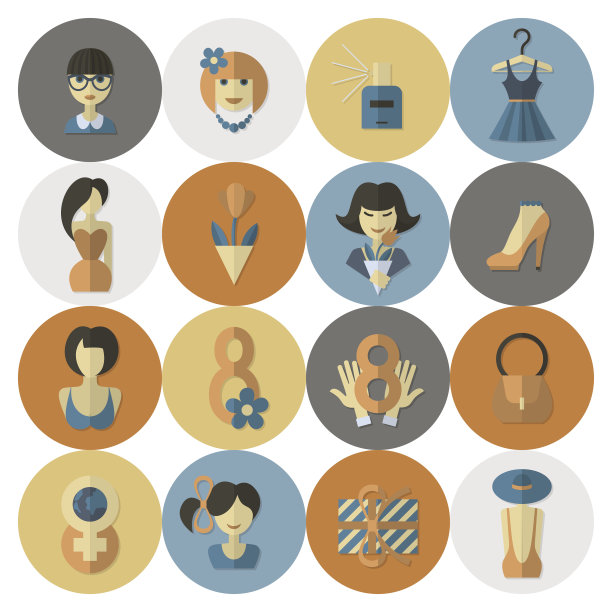 妇女节图标集图片下载