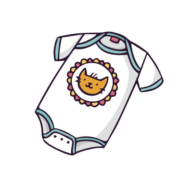 婴儿紧身衣，明亮向量儿童插图孤立在白色图片下载