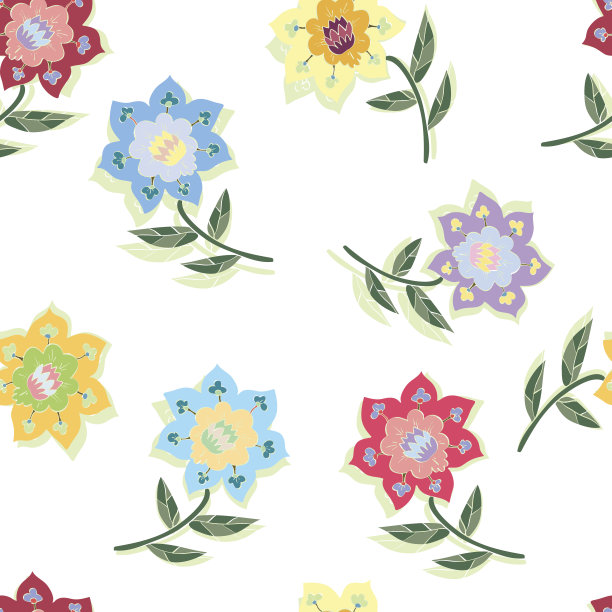 无缝图案与涂鸦花素材图片