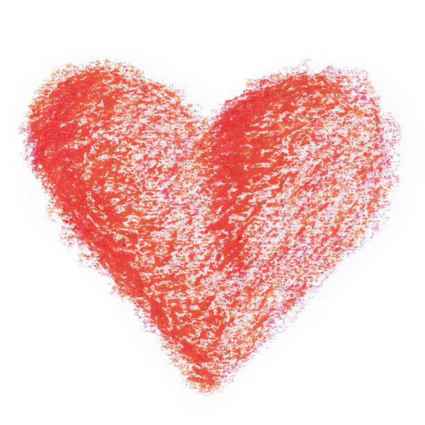 红色蜡笔心形图片下载