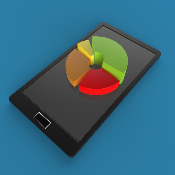 简单的平板电脑与3d饼图在屏幕上图片下载