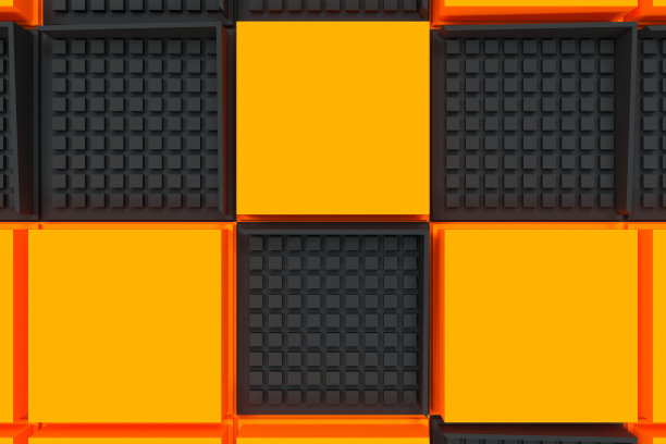 未来的工业背景由黑色和橙色的方形形状图片下载