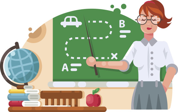 学校老师站在黑板旁素材图片