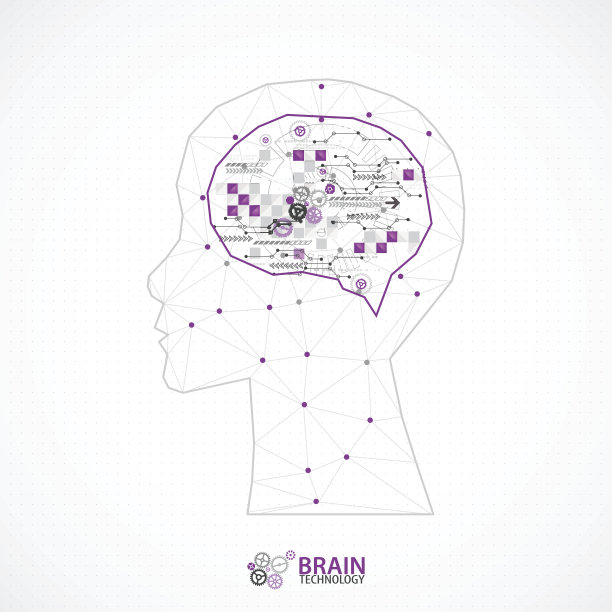 创意大脑概念背景与三角网格。图片下载