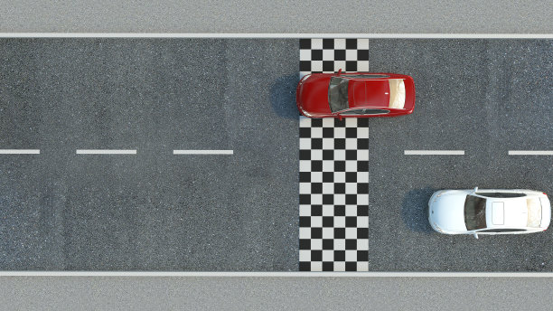 路上的汽车。三维演示图片下载