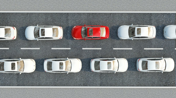 路上的汽车。三维演示图片下载