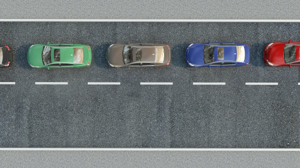 路上的汽车。三维演示图片下载