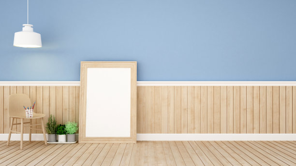 蓝色房间的起居区图片下载