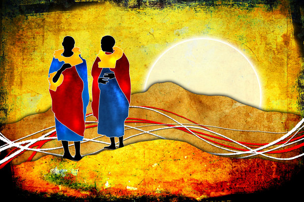 非洲民族复古插图图片下载