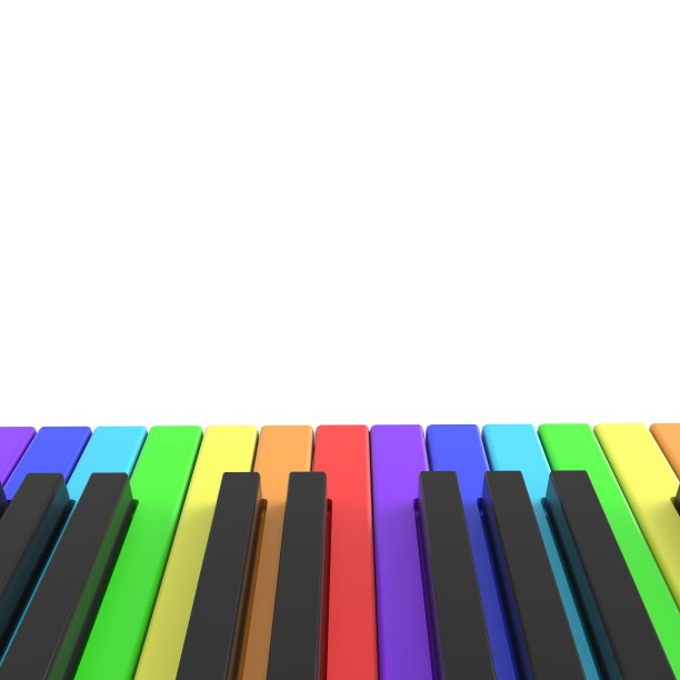 彩虹色的钢琴键盘图片下载