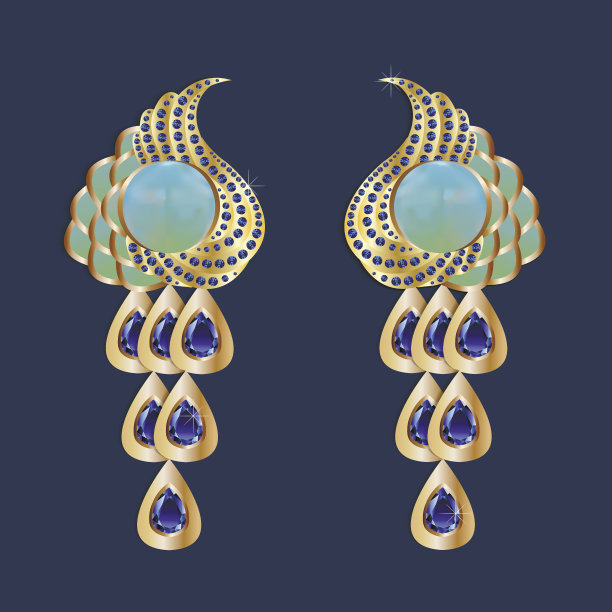 珍珠耳环。矢量插图。黄金图片下载