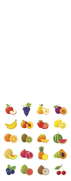 水果和浆果的图标收集。图片下载