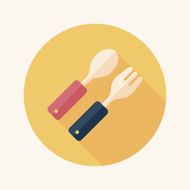 餐具和餐具扁平图标与长影子，eps10图片下载