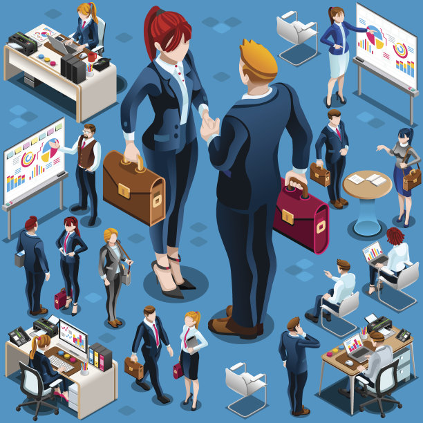 2.5D人物商务图标集矢量图图片下载