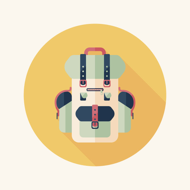 背包平面图标与长影子图片下载