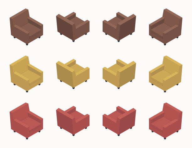 等距现代彩色扶手椅图片下载