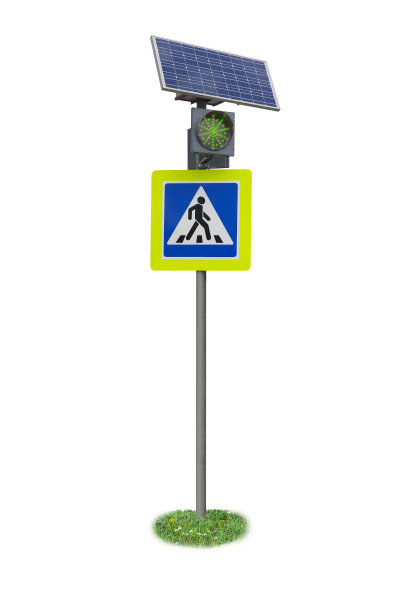 交通灯和交通标志是由太阳能电池板供电的图片下载