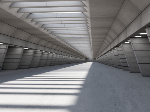 抽象照明的空走廊内部。三维渲染图片下载