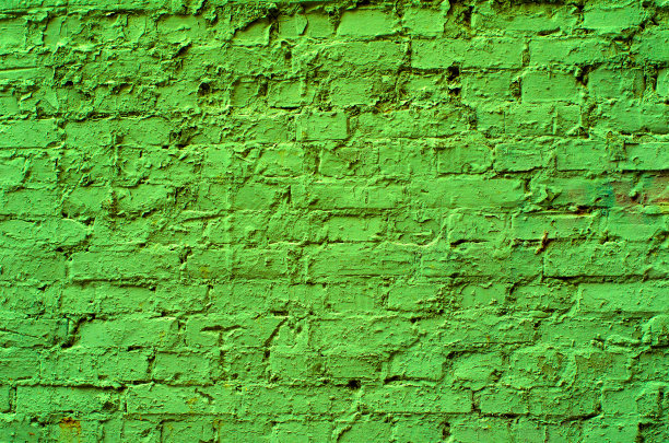 老绿砖墙表面有水泥和混凝土接缝的纹理图片下载