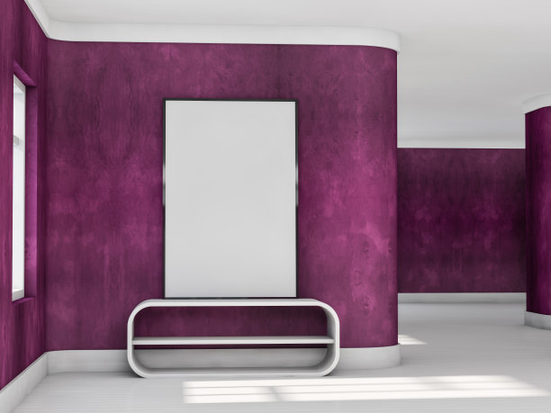 海报模型在室内。三维渲染图片下载