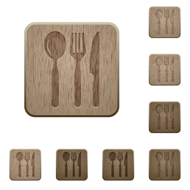 木制餐具按钮图片下载