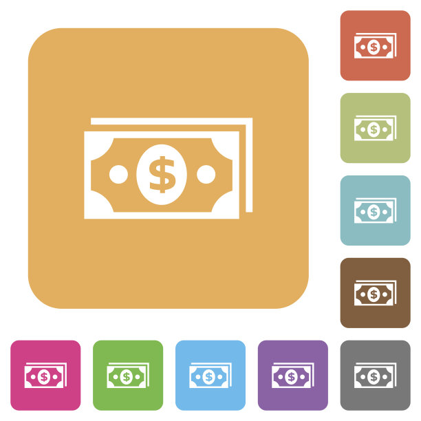 美元钞票上的图标圆角方平图片下载