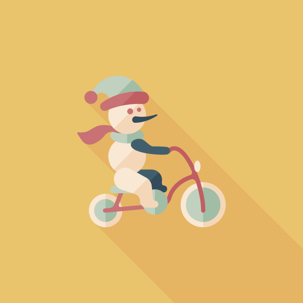 雪人骑自行车的图标与长影子，eps10图片下载