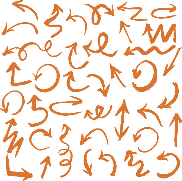 橙色手绘箭头集图片下载